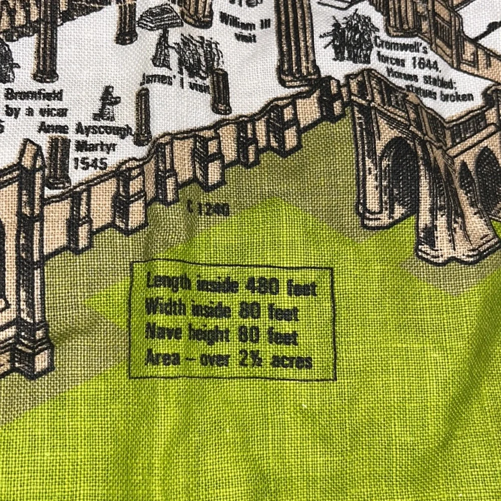 Vintage Lincoln Cathedral Irish Souvenir Wall Tapestry/ Tea Towel EUC Like New